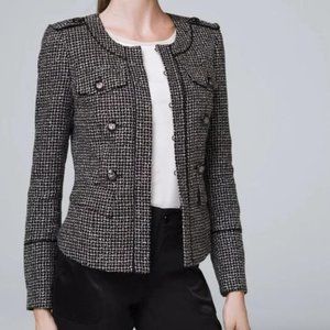 White House Black Market Tweed Moto Jacket Black/White